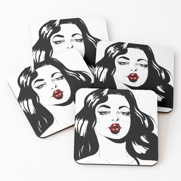 Item preview, Red White and Black Wine Pin-up Pop Art Drawing designed and sold by junepillows.