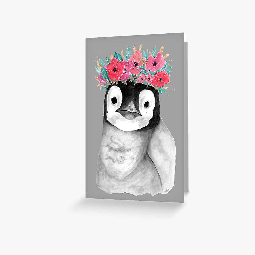 Tarjeta De Feliz Cumpleaños Y Lindo Pequeño Pingüino Y Regalo | Vector