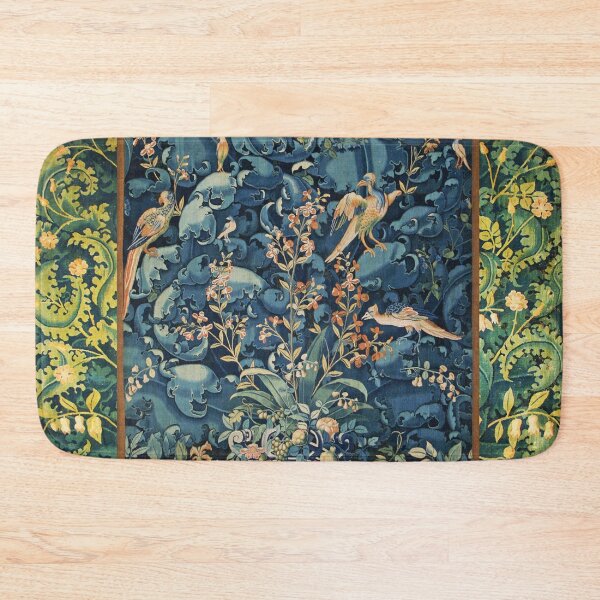 Item preview, FANTASTIC BIRDS ,FLOWERS AND CABBAGE LEAVES ,Blue Pink Green Antique Floral Tapestry designed and sold by BulganLumini.