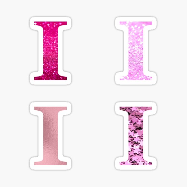 letter i pink glitter stickers redbubble