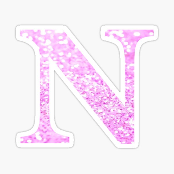 Letter N Pink Glitter Stickers | Redbubble