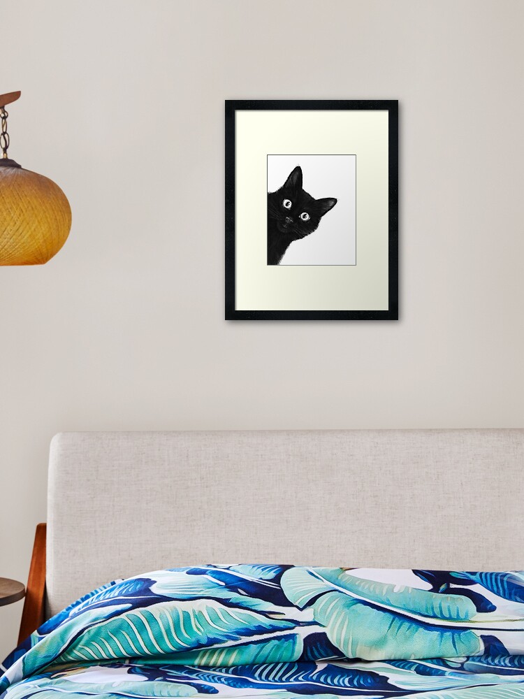 Thumbnail 1 of 7, Framed Art Print, Black cat designed and sold by kodamorkovkart.