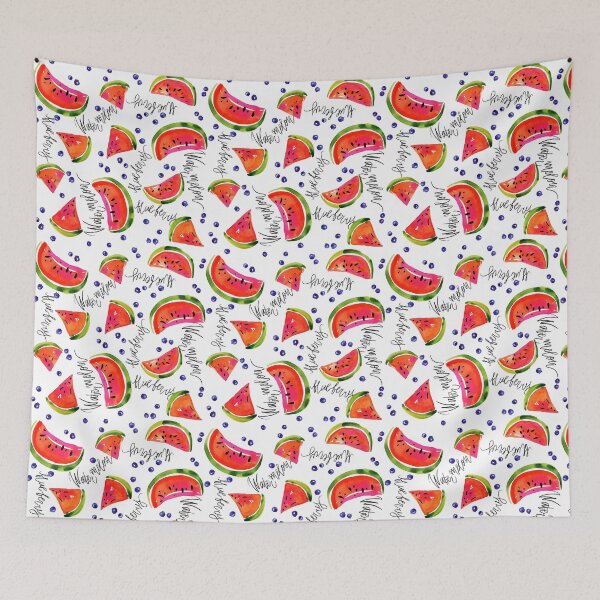 Item preview, Pattern with slices of red watermelon and blueberries designed and sold by Sandra-Bereg.