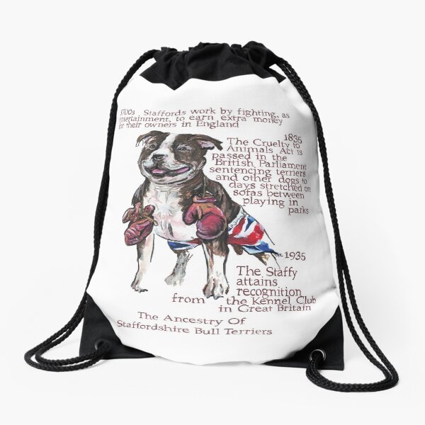 Staffordshire Bull Terrier History Drawstring Bag