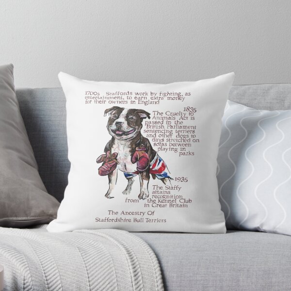 Staffordshire Bull Terrier History Throw Pillow