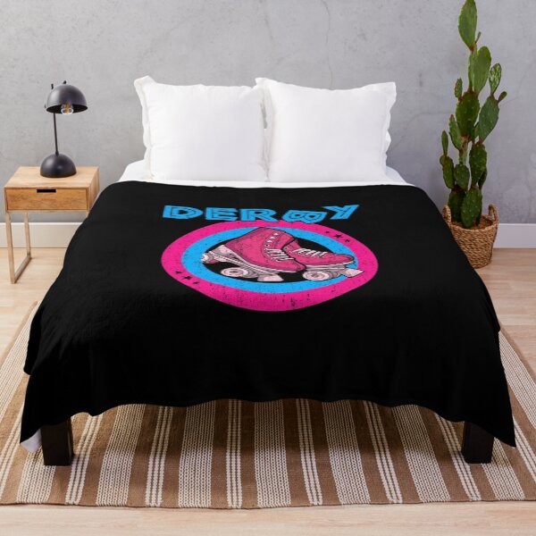Item preview, Roller Derby Girl 80s Skate Disco - Hot Pink & Blue designed and sold by phoxydesign.