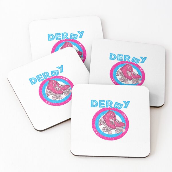 Item preview, Roller Derby Girl 80s Skate Disco - Hot Pink & Blue designed and sold by phoxydesign.