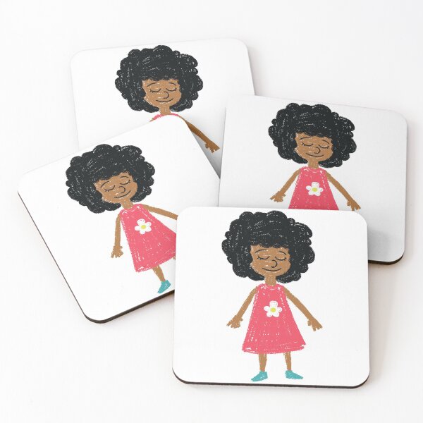 Item preview, Afro natural hair black girl kid drawing designed and sold by trajeado14.
