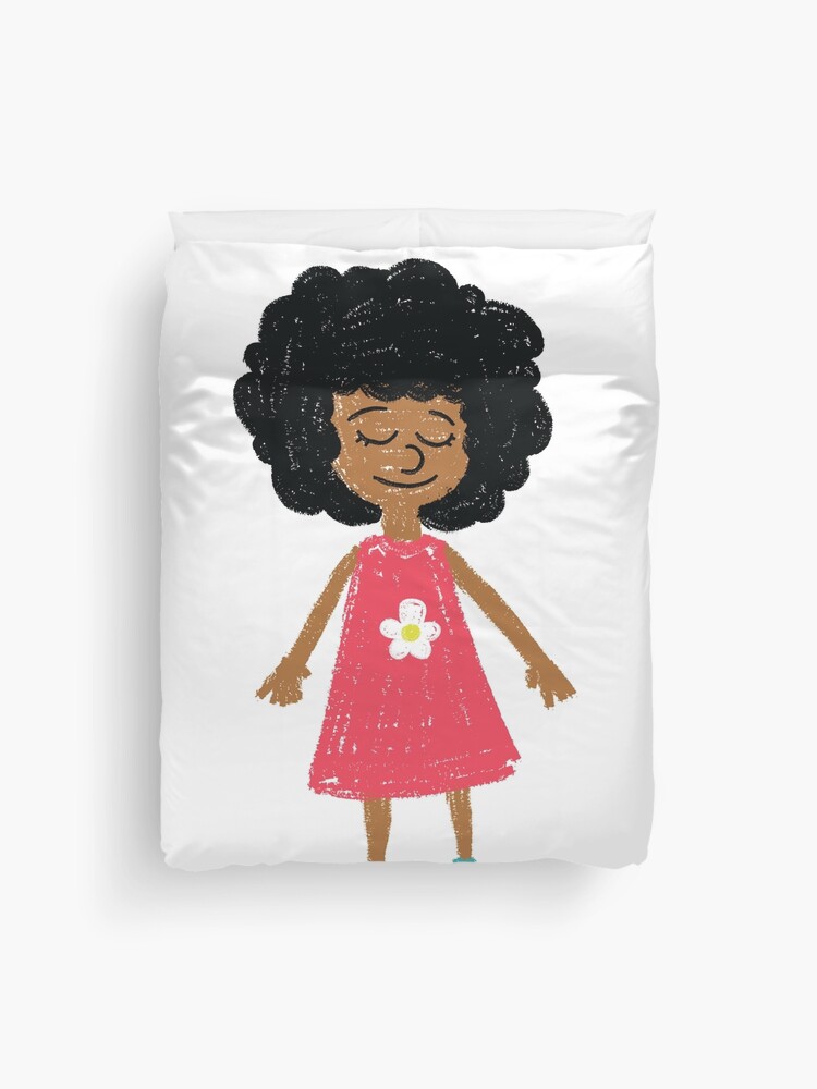 Afro Natural Hair Black Girl Kid Drawing Duvet Cover By Trajeado14 Redbubble