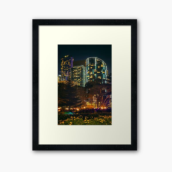 Futuristic Melbourne City at Night Framed Art Print