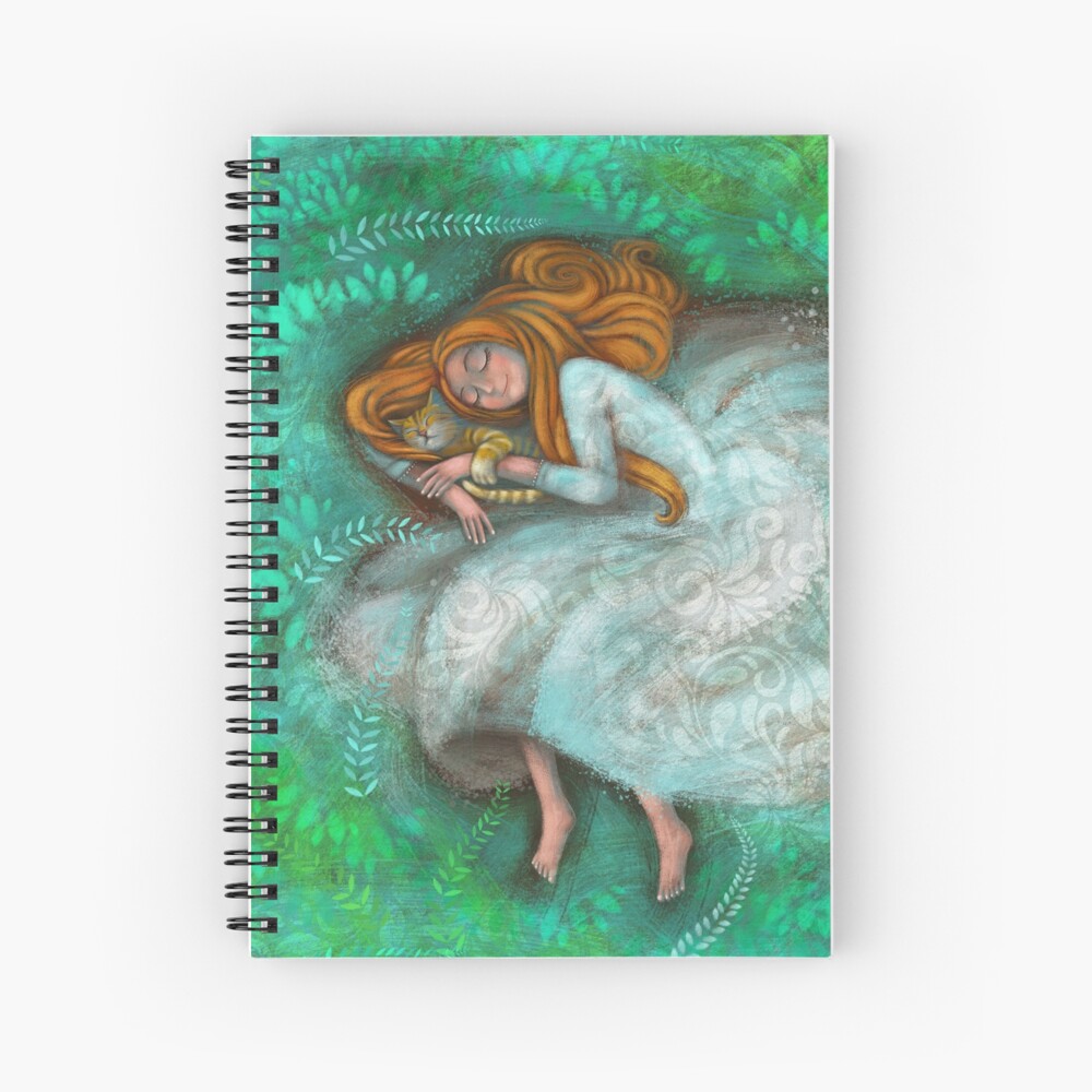 Sleeping with cat Spiral Notebook