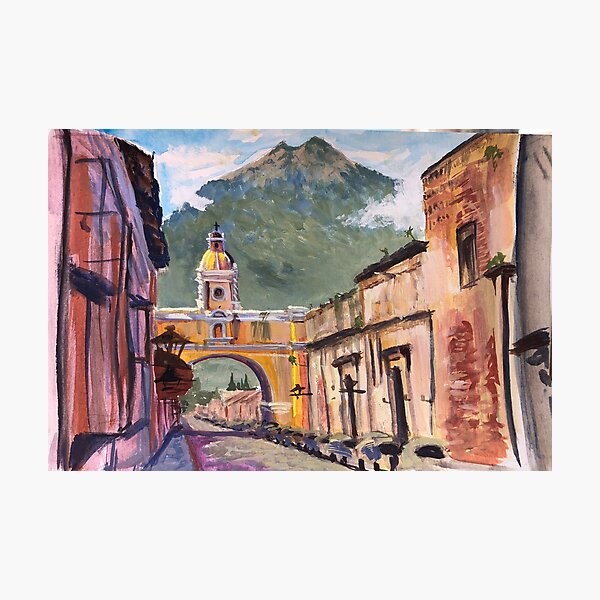 Santa Catalina Arch and Volcano in Antigua Photographic Print