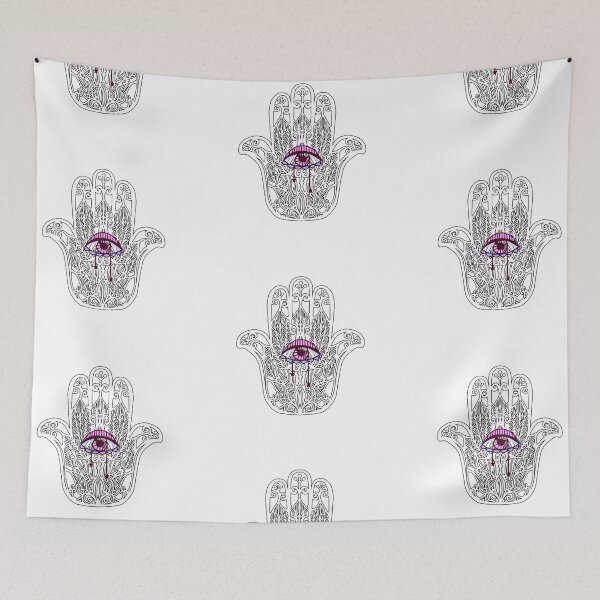 Item preview, Black and White Fatima Hamsa Eye designed and sold by Bebichic.