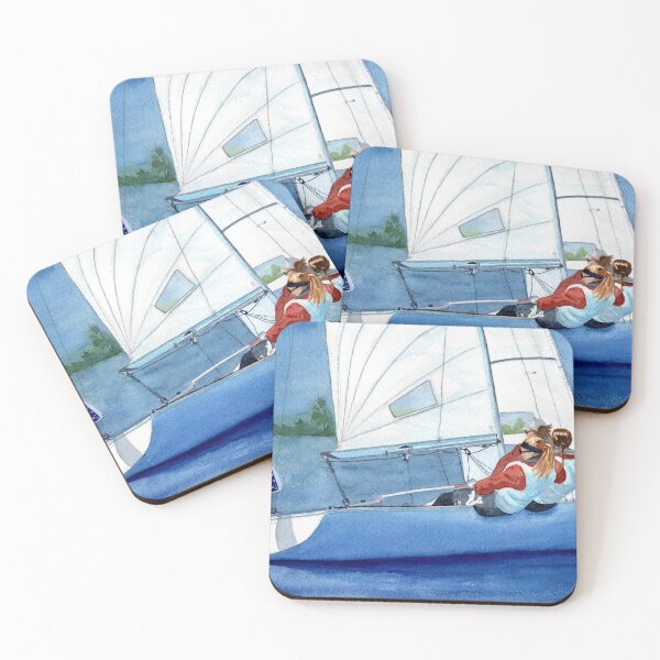 Item preview, All Female Sailboat Crew Watercolor Painting designed and sold by MMc Buck.