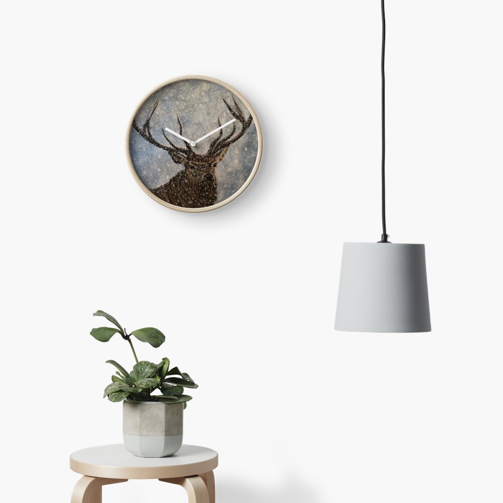 Not Afraid of the Snow - Stag in Snow - Clock Clock