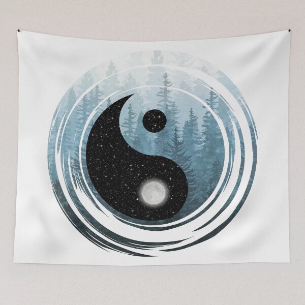 Item preview, Yin Yang Misty Forest Night designed and sold by maryedenoa.