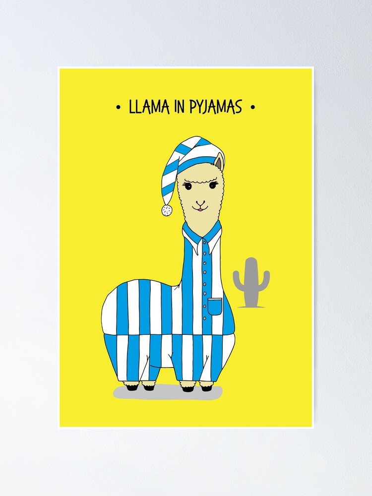 Póster for Sale con la obra «Linda llama en pijama ilustración de
