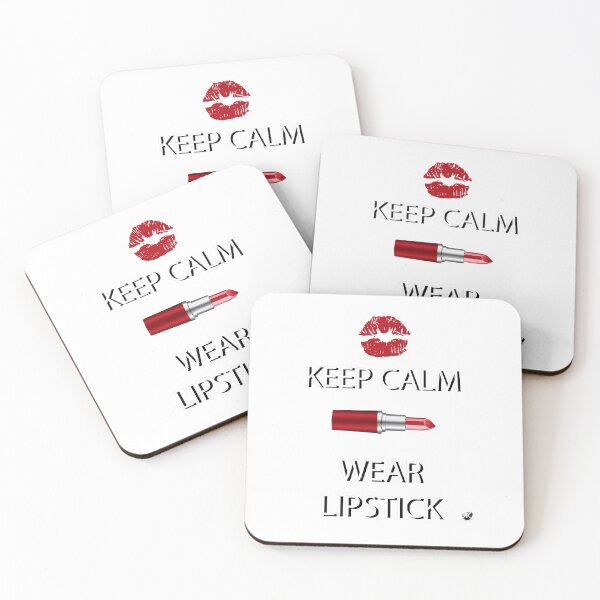 Item preview, Lettering Keep calm wear lipstick with red lipstick illustration designed and sold by Alexandra Kueny.