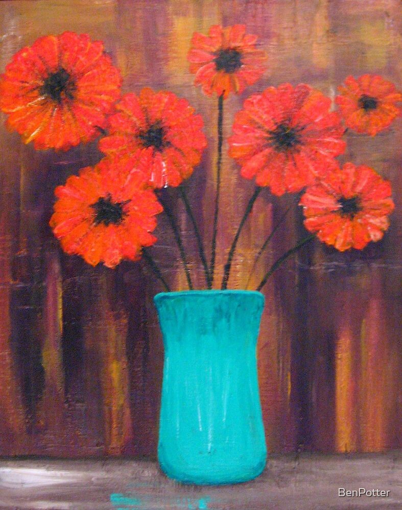 "Flowers in Turquoise Vase" by BenPotter | Redbubble