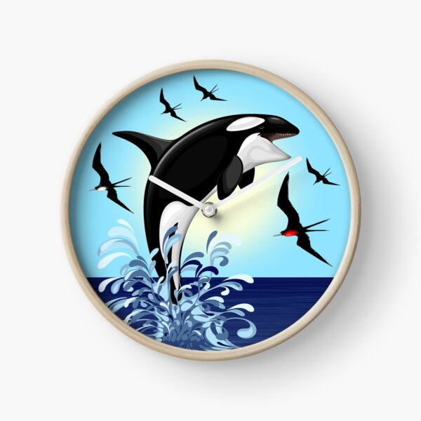 Orca Killer Whale jumping out the Ocean Clock