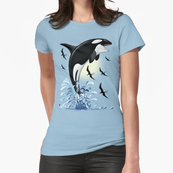 Orca Killer Whale jumping out the Ocean Fitted T-Shirt