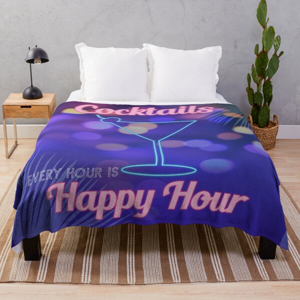 Item preview, Blue and Pink Neon Cocktail Bar Happy Hour Sign designed and sold by HotHibiscus.