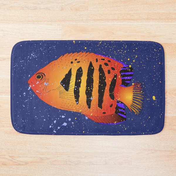 Item preview, Tropical Bright Orange Flame Angelfish Illustration designed and sold by HotHibiscus.