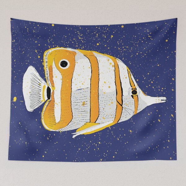 Item preview, Copperband Butterflyfish Beaked Coral Fish Illustration designed and sold by HotHibiscus.