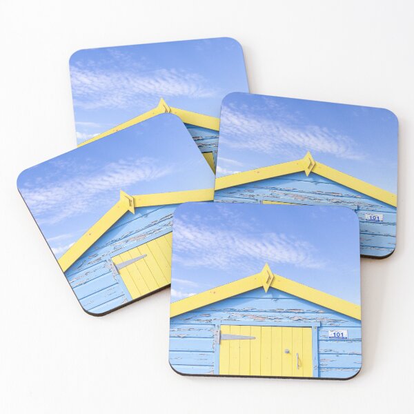 Item preview, Pretty pastel blue and yellow beach hut designed and sold by Zoe Power.