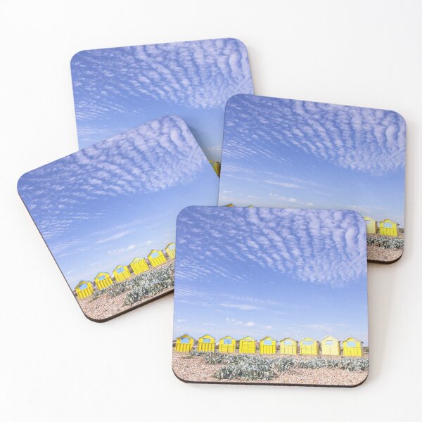 Item preview, Yellow beach huts and blue skies at Littlehampton beach designed and sold by Zoe Power.
