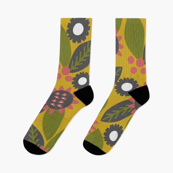 Item preview, Mustard floral garden with leaves designed and sold by cocodes.