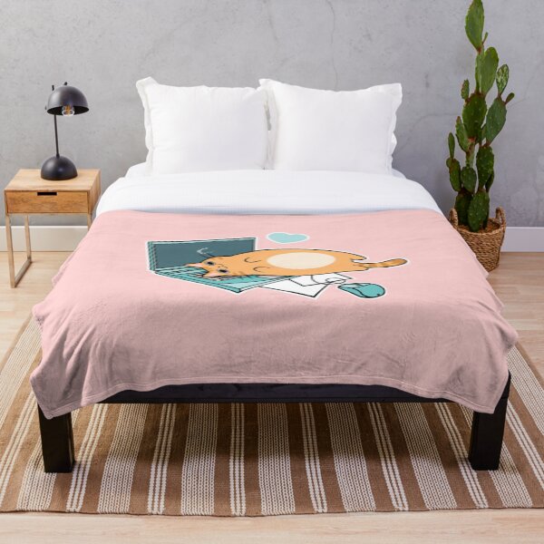 Cute Laptop Cat Throw Blanket