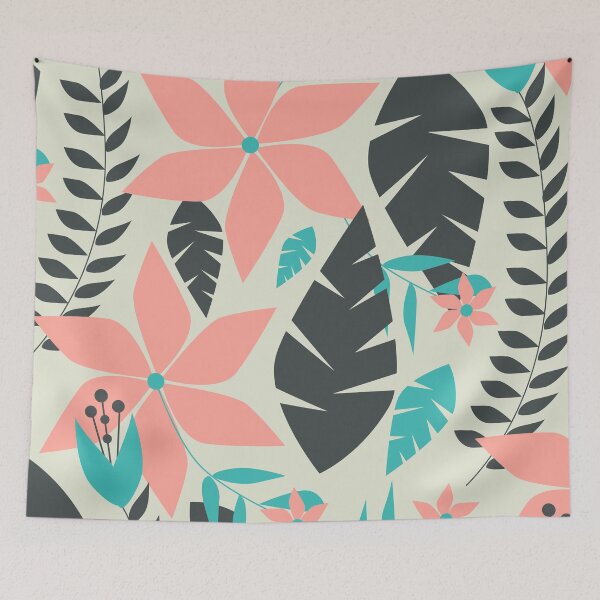 Item preview, Coral pink flowers and leaves designed and sold by cocodes.