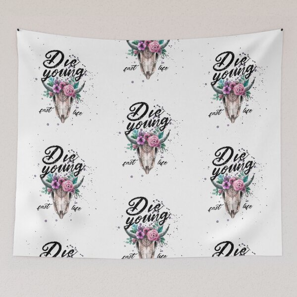 Item preview, Die Young Live Fast Floral Skull designed and sold by Bebichic.
