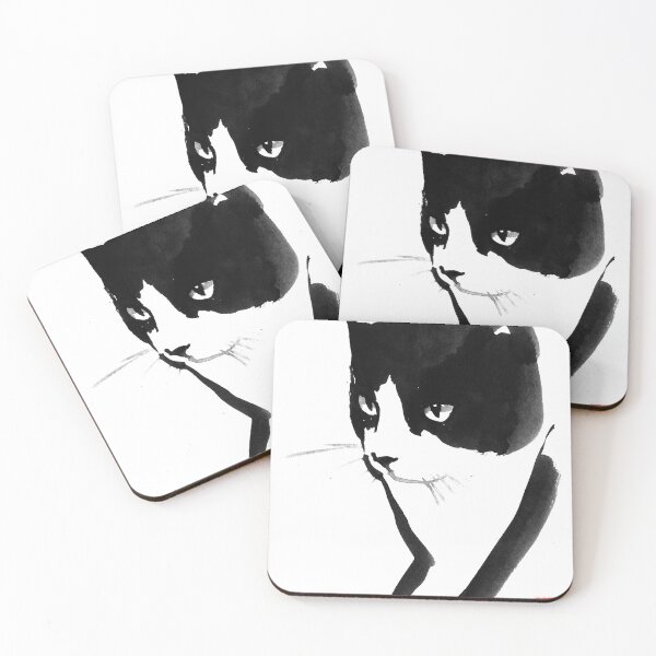 Item preview, black and white cat designed and sold by pechane.