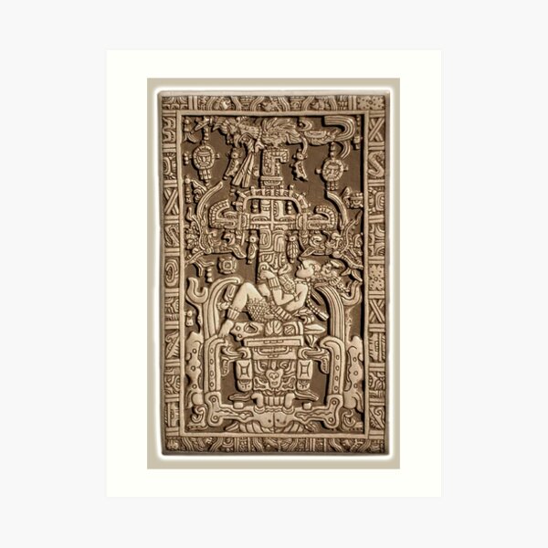 Ancient Astronaut. Pakal, Maya, sarcophagus lid. Art Print