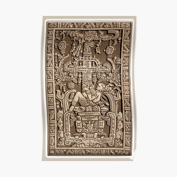 Ancient Astronaut. Pakal, Maya, sarcophagus lid. Poster