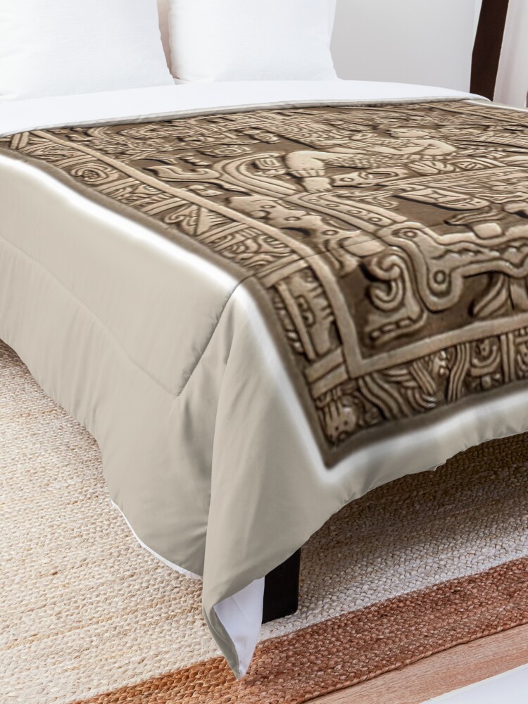 Alternate view of Ancient Astronaut. Pakal, Maya, sarcophagus lid. Comforter