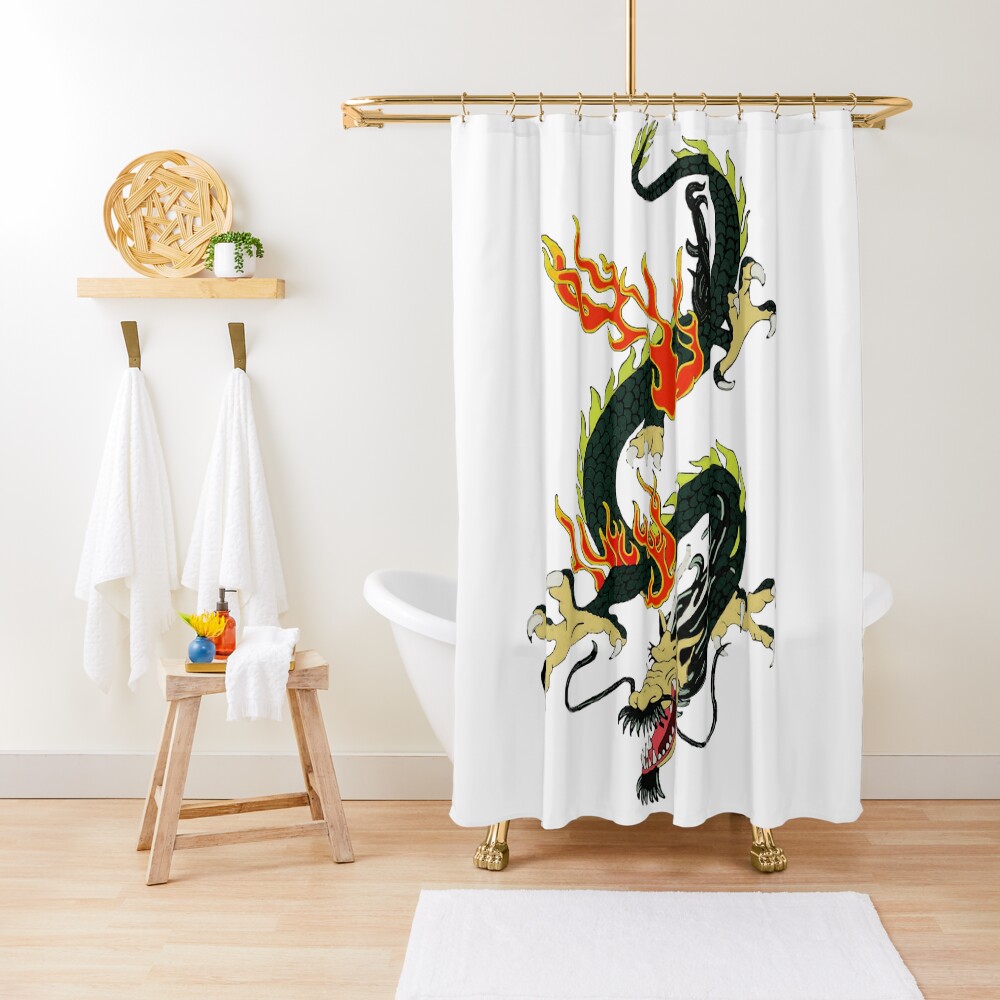 "Black Chinese Dragon" Shower Curtain by JCCreations Redbubble