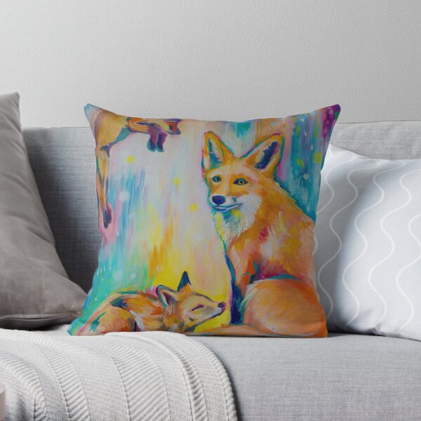 Colourful Fox Throw Pillow