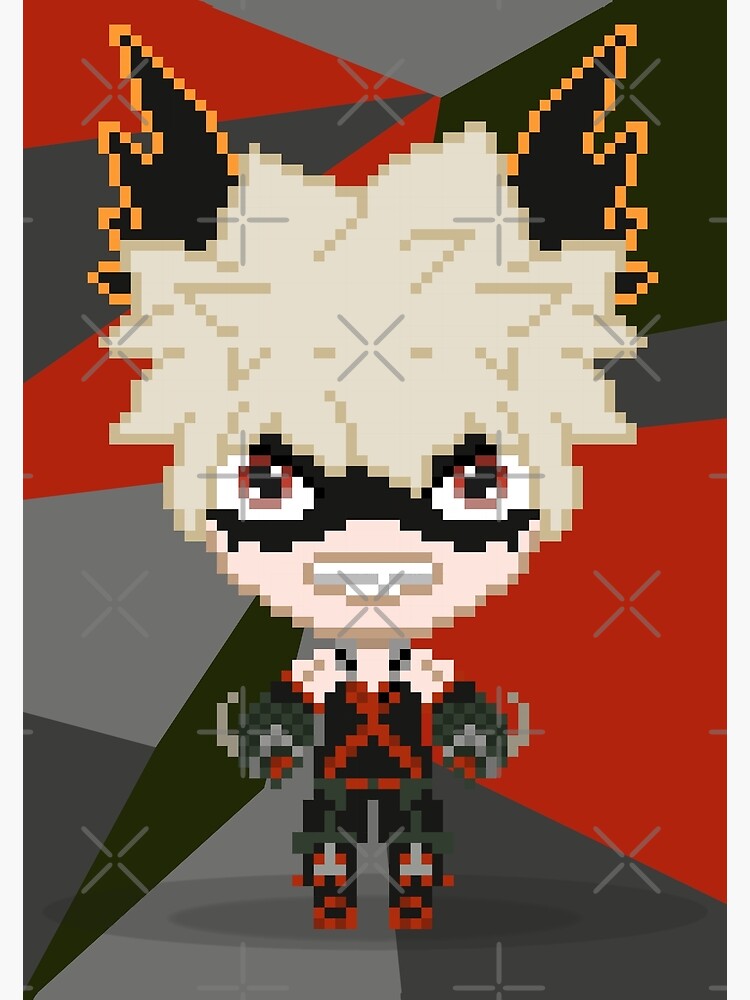 P Ster My Hero Academia Katsuki Bakugo Pixel Art De Dirrajnoswal Redbubble