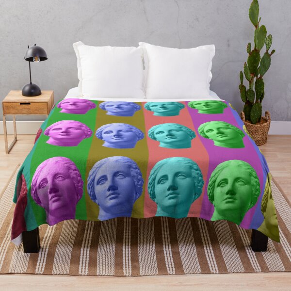 Item preview, Six colorful gypsum copy of ancient statue Venus head isolated on a multicolors background. Zin art. designed and sold by bashta.