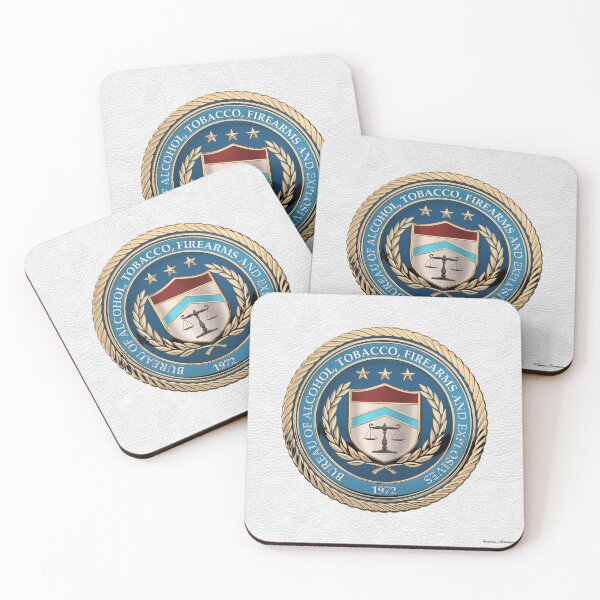 Item preview, The Bureau of Alcohol, Tobacco, Firearms and Explosives - ATF Seal over White Leather designed and sold by Serge Averbukh Art Studio.