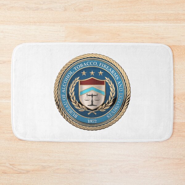 Item preview, The Bureau of Alcohol, Tobacco, Firearms and Explosives - ATF Seal over White Leather designed and sold by Serge Averbukh Art Studio.