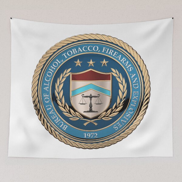 Item preview, The Bureau of Alcohol, Tobacco, Firearms and Explosives - ATF Seal over White Leather designed and sold by Serge Averbukh Art Studio.