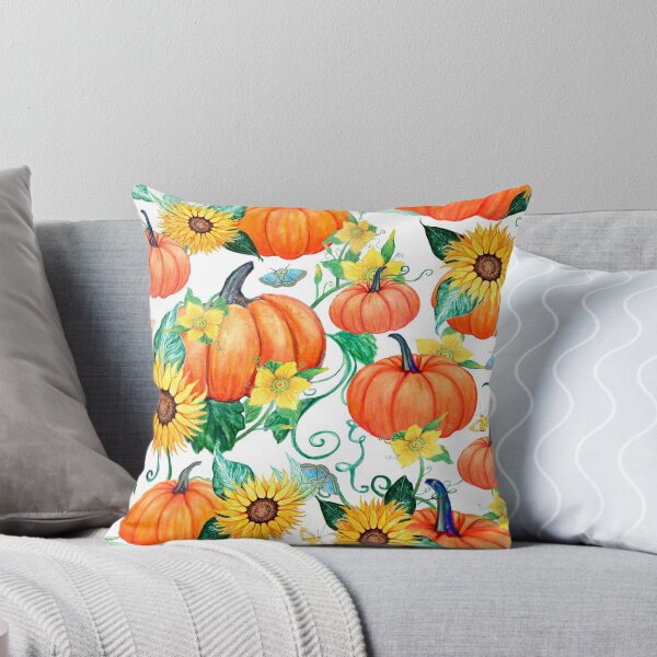 Item preview,  Pumpkin and Sunflower watercolor with moths designed and sold by MagentaRose.