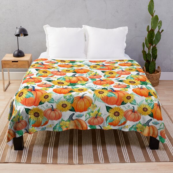 Item preview, Pumpkin and Sunflower watercolor with moths designed and sold by MagentaRose.