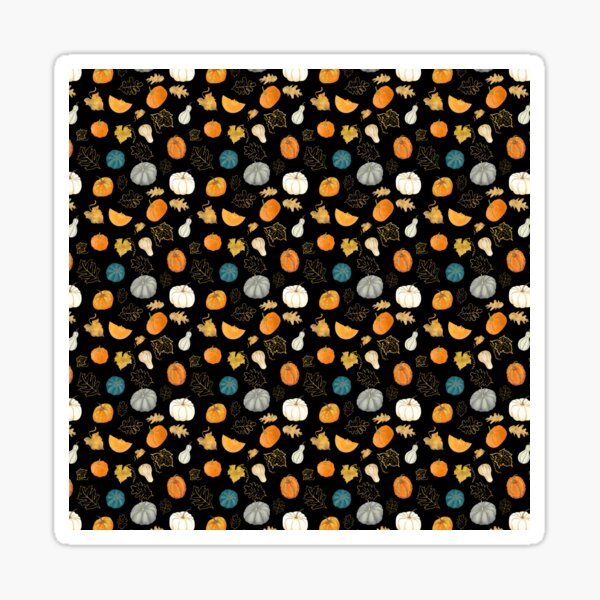 Halloween Pumpkins and Gold Leaf Pattern Sticker