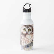 Watercolor Cute Owl Bird Water Bottle