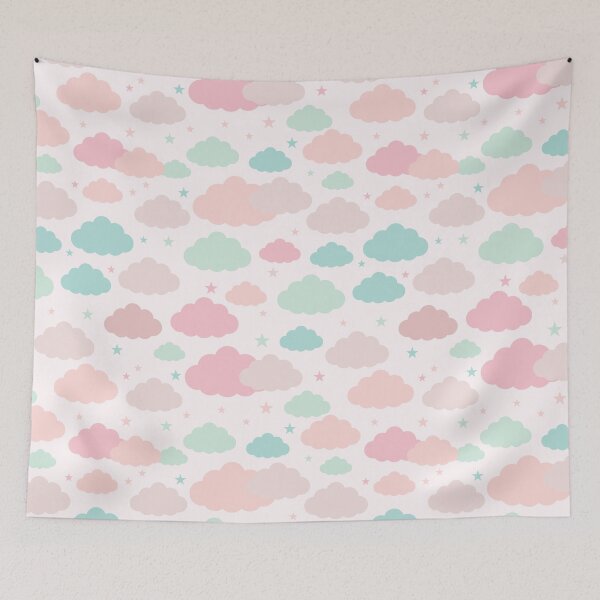 Item preview, Pastel Pink & Blue Clouds Pattern designed and sold by newburyboutique.